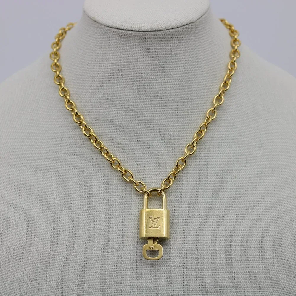 Louis Vuitton Gold Padlock & Key with Second-hand Necklace - Picture 1 of 7